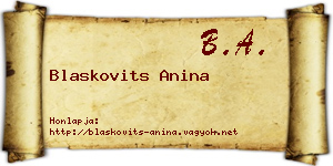 Blaskovits Anina névjegykártya